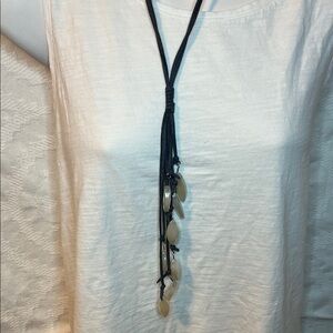 Faux Leather Adjustable Necklace With Acrylic Pendants